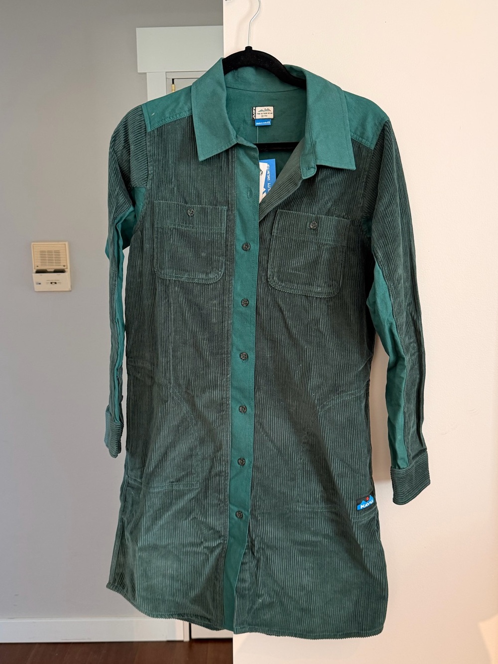 Kavu Corduroy Shirt Dress Hemlock Green
